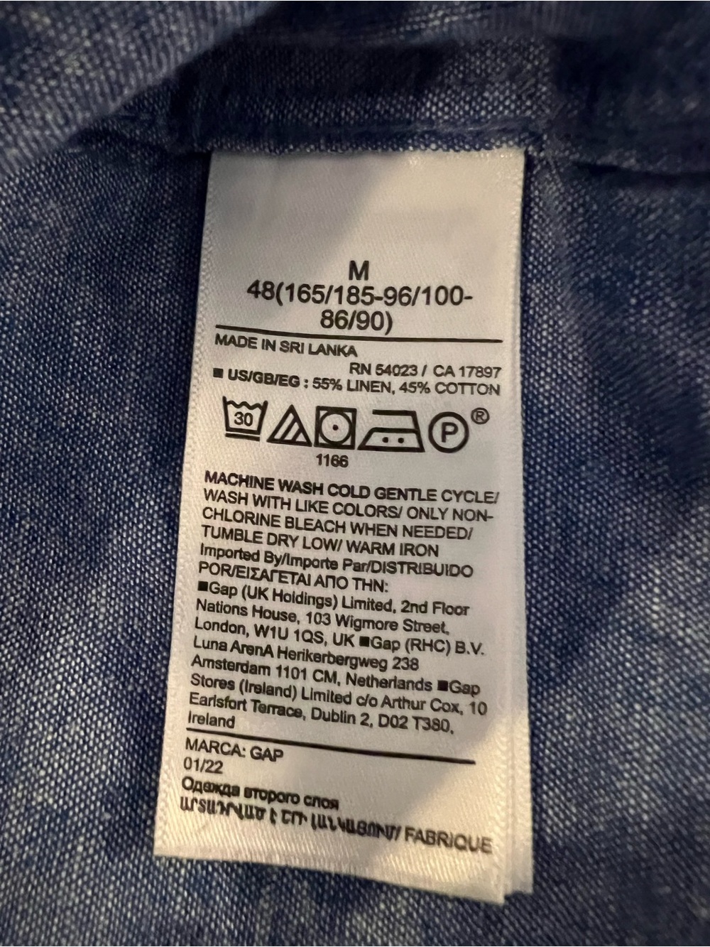 GAP Short-Sleeve Linen-Blend Button-Up in Heathered Blue - Picture 4 of 4
